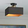 2_Possini Euro Artemis 12" Wide Black and Gold 2-Light Ceiling Light