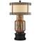 Possini Euro Arthur Copper Ceramic Table Lamp With Black Round Riser