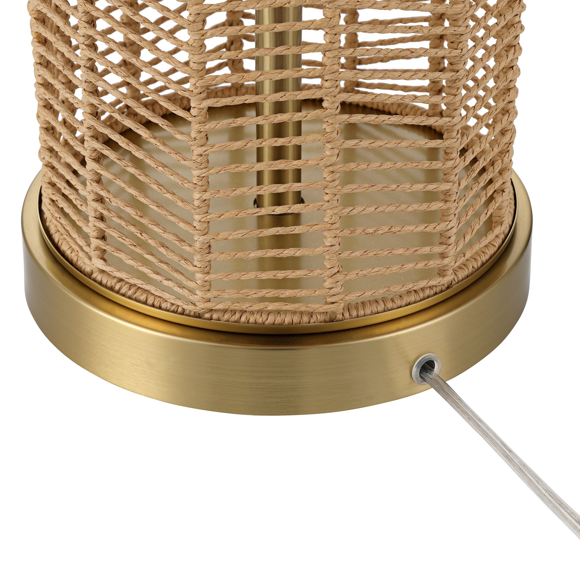 Possini Euro Aruba 63 1/4" High Warm Brass and Woven Rope Floor Lamp