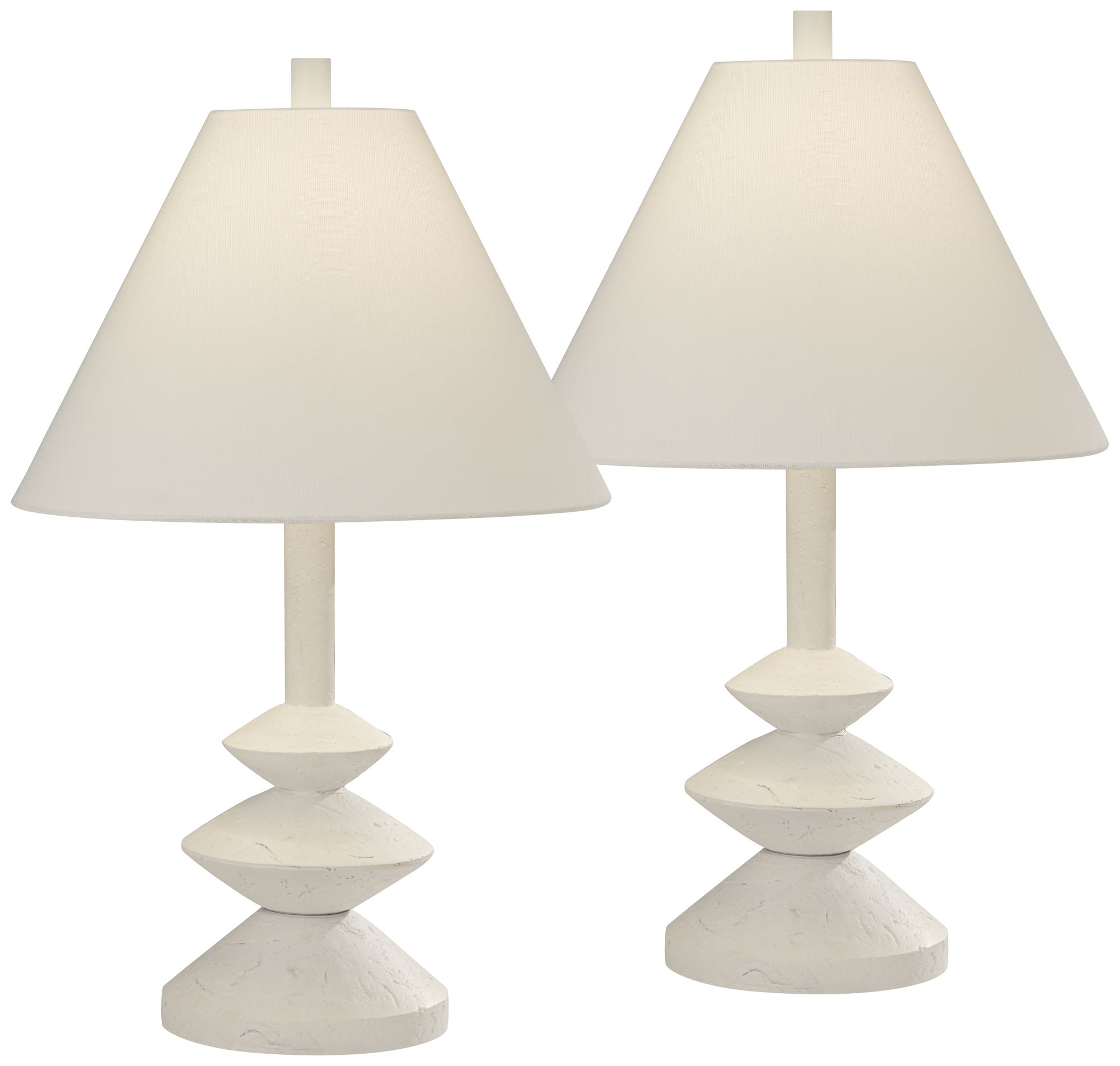 Image 3 Possini Euro Ashely 24 1/2" White Geometric Modern Table Lamp Set of 2