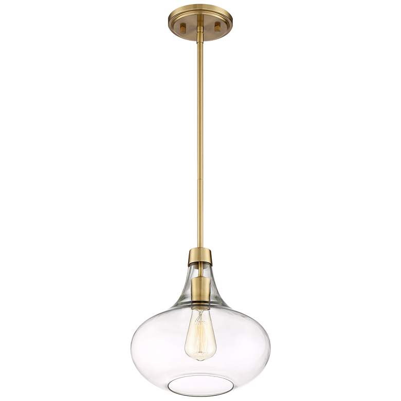 Image 4 Possini Euro Asni 11 inch Wide Antique Gold and Glass Modern Mini Pendant more views