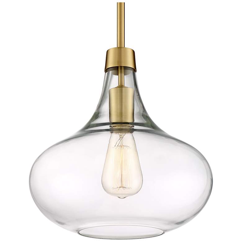 Image 5 Possini Euro Asni 11" Wide Antique Gold and Glass Modern Mini Pendant more views