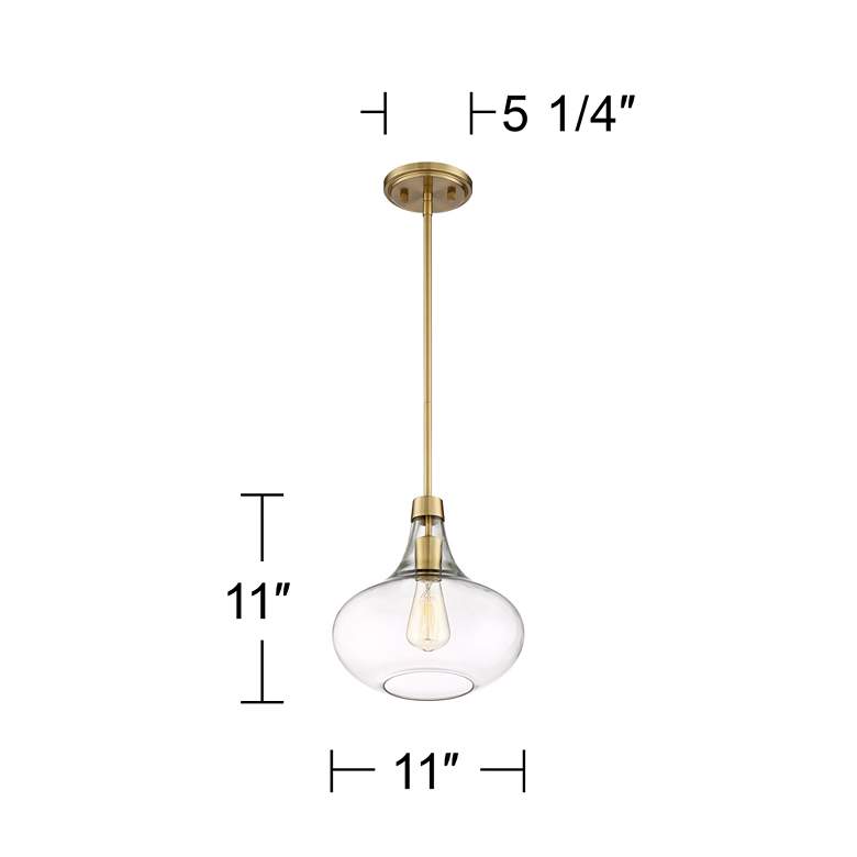Image 6 Possini Euro Asni 11" Wide Antique Gold and Glass Modern Mini Pendant more views