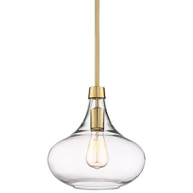 Possini Euro Asni 11" Wide Antique Gold and Glass Modern Mini Pendant