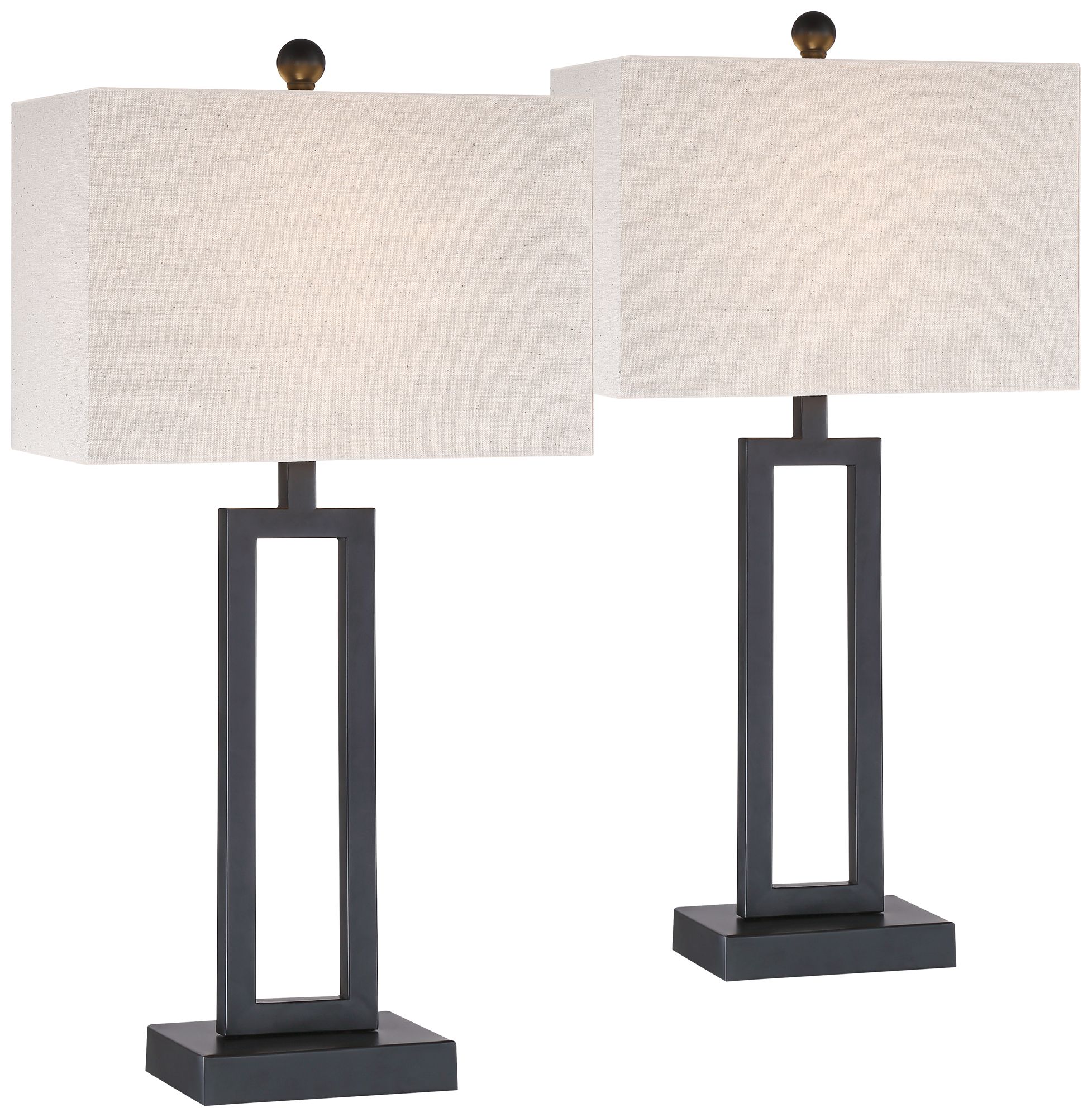 Image 2 Possini Euro Aston 26" Open Rectangle Black Modern Lamps Set of 2