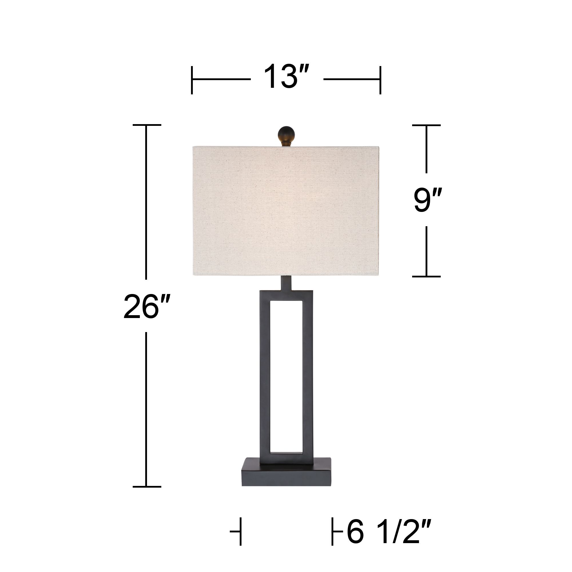 Image 7 Possini Euro Aston 26" Open Rectangle Black Modern Lamps Set of 2 more views