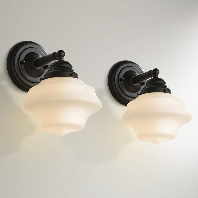 Image 1 Possini Euro Astrid 10 1/4" High Schoolhouse Wall Sconces Set of 2