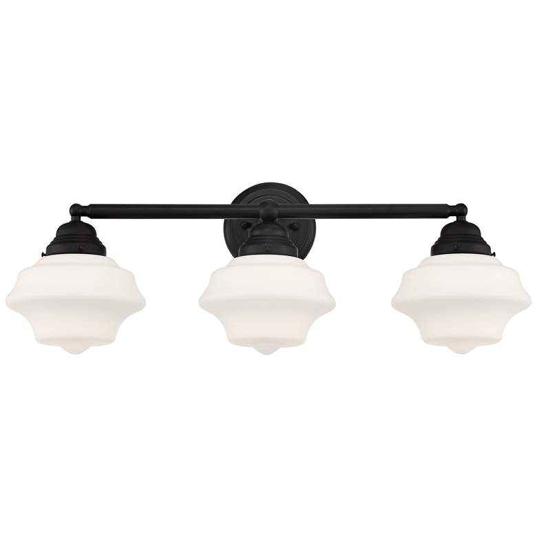Image 2 Possini Euro Astrid 27 1/4" Wide Black 3-Light Schoolhouse Bath Light