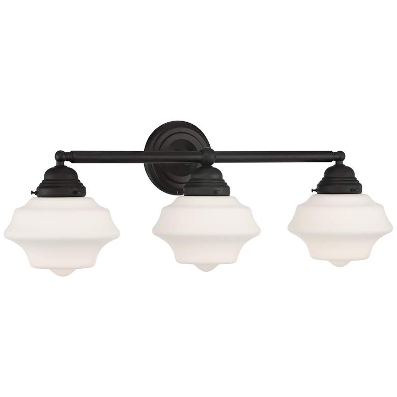 Image 4 Possini Euro Astrid 27 1/4" Wide Black 3-Light Schoolhouse Bath Light more views