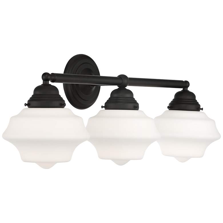Image 5 Possini Euro Astrid 27 1/4" Wide Black 3-Light Schoolhouse Bath Light more views
