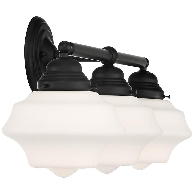 Image 6 Possini Euro Astrid 27 1/4" Wide Black 3-Light Schoolhouse Bath Light more views