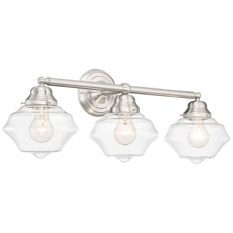 Image 2 Possini Euro Astrid 27 1/4 inch Wide Nickel 3-Light Bath Light