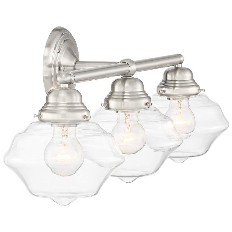 Image 5 Possini Euro Astrid 27 1/4 inch Wide Nickel 3-Light Bath Light more views