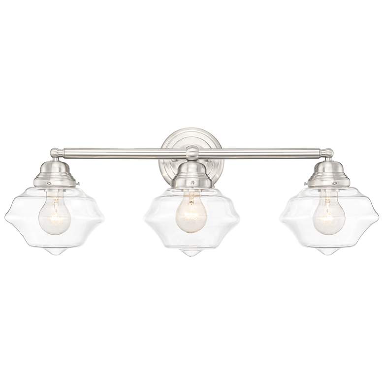 Image 6 Possini Euro Astrid 27 1/4 inch Wide Nickel 3-Light Bath Light more views