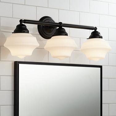 Possini Euro Astrid 27 1/4" Wide Black 3-Light Schoolhouse Bath Light