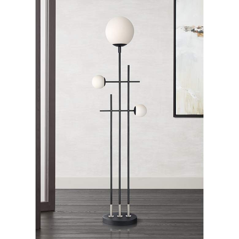Image 1 Possini Euro Astrid 3-Light Floor Lamp with Glass Globes