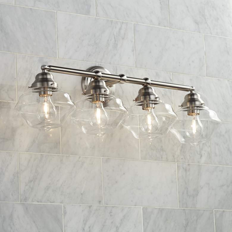 Image 1 Possini Euro Astrid 30 3/4" Wide Nickel 4-Light Bath Light