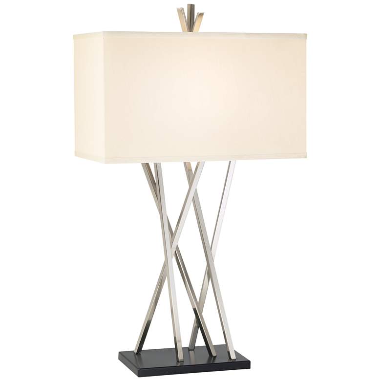 Image 2 Possini Euro Asymmetry 30" Nickel Modern Table Lamp with Dimmer