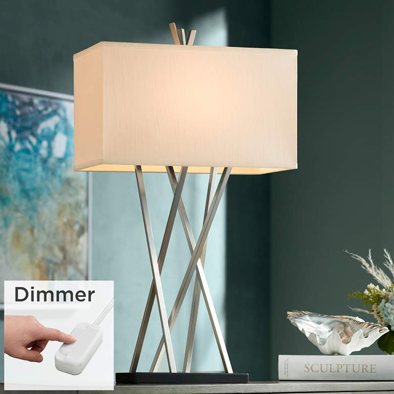 Image 1 Possini Euro Asymmetry 30" Nickel Modern Table Lamp with Dimmer