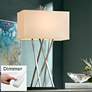 Possini Euro Asymmetry 30" Nickel Modern Table Lamp with Dimmer