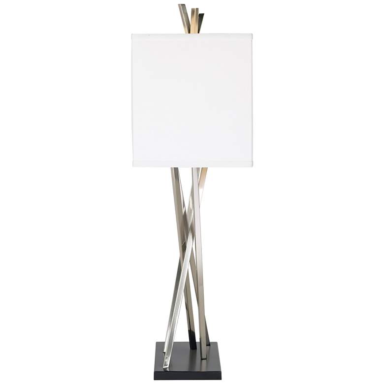 Image 5 Possini Euro Asymmetry 30 inch Nickel Modern Table Lamp with Dimmer more views