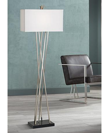 Possini Euro Asymmetry 63 1/2" Brushed Nickel Modern Floor Lamp