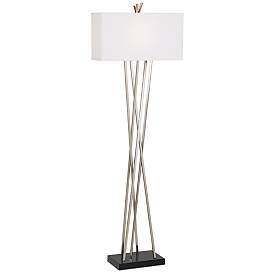Image2 of Possini Euro Asymmetry 63 1/2" Brushed Nickel Modern Floor Lamp