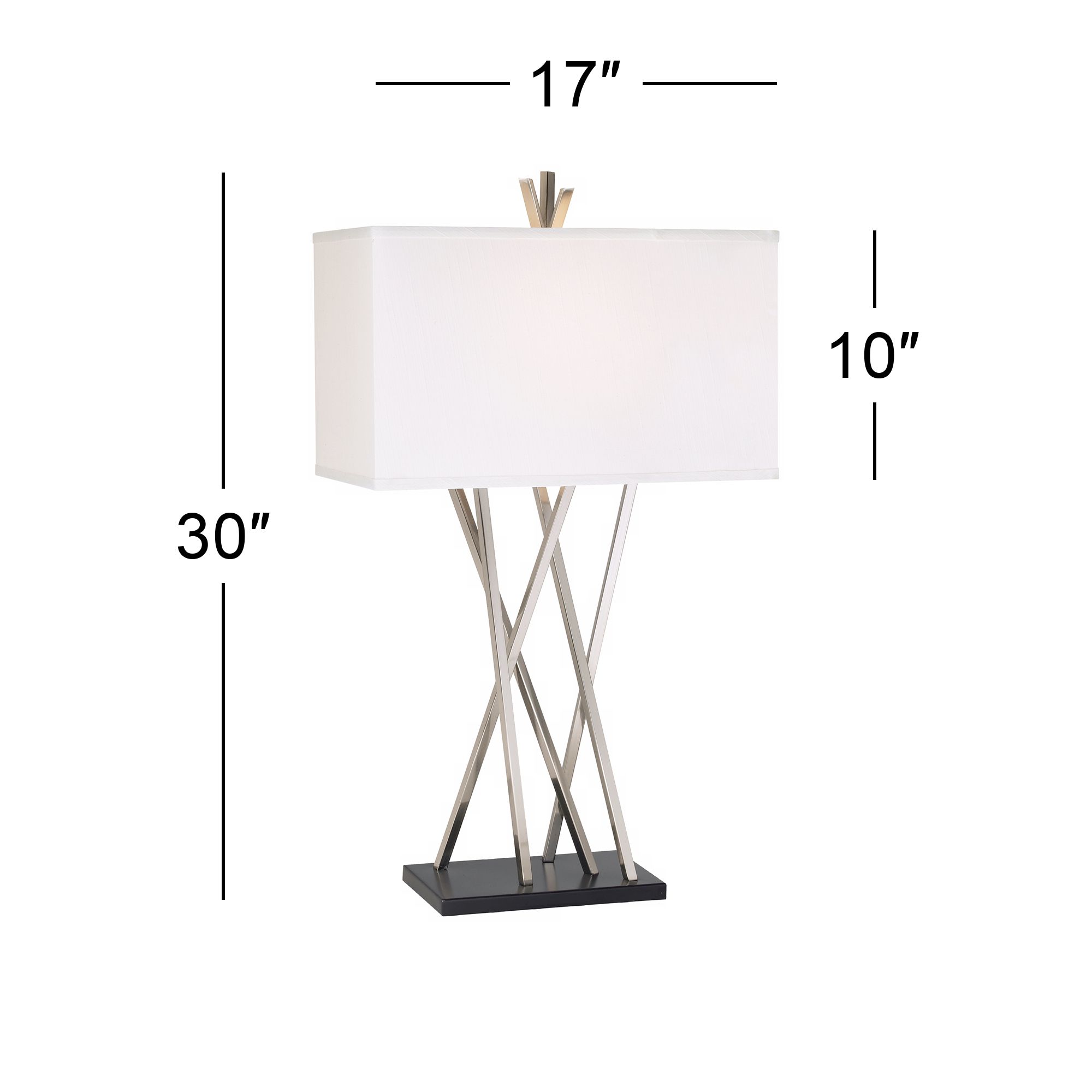Possini Euro Asymmetry Brushed Steel Table Lamp Set of 2