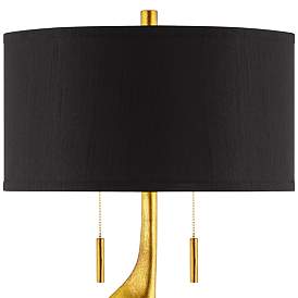 Image4 of Possini Euro Athena 35 1/2" Black Shade Gold Leaf Modern Table Lamp more views