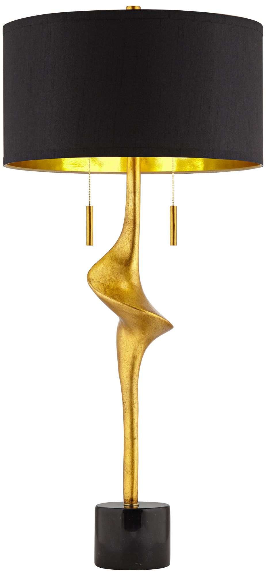 Possini Euro Athena 35 1/2" Gold Leaf Modern Table Lamps Set of 2