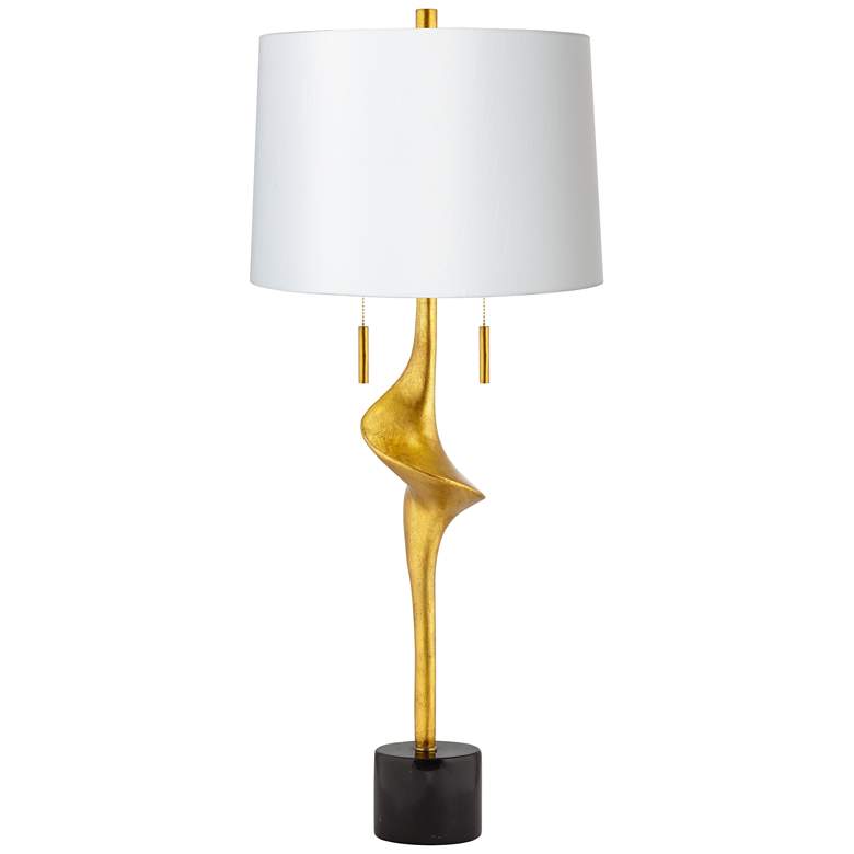 Image 2 Possini Euro Athena 35 1/2 inch White Shade Gold Leaf Modern Table Lamp