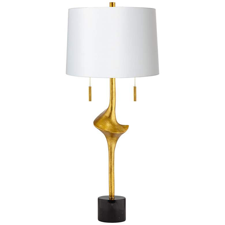 Image 7 Possini Euro Athena 35 1/2 inch White Shade Gold Leaf Modern Table Lamp more views