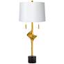 Possini Euro Athena 35 1/2" White Shade Gold Leaf Modern Table Lamp