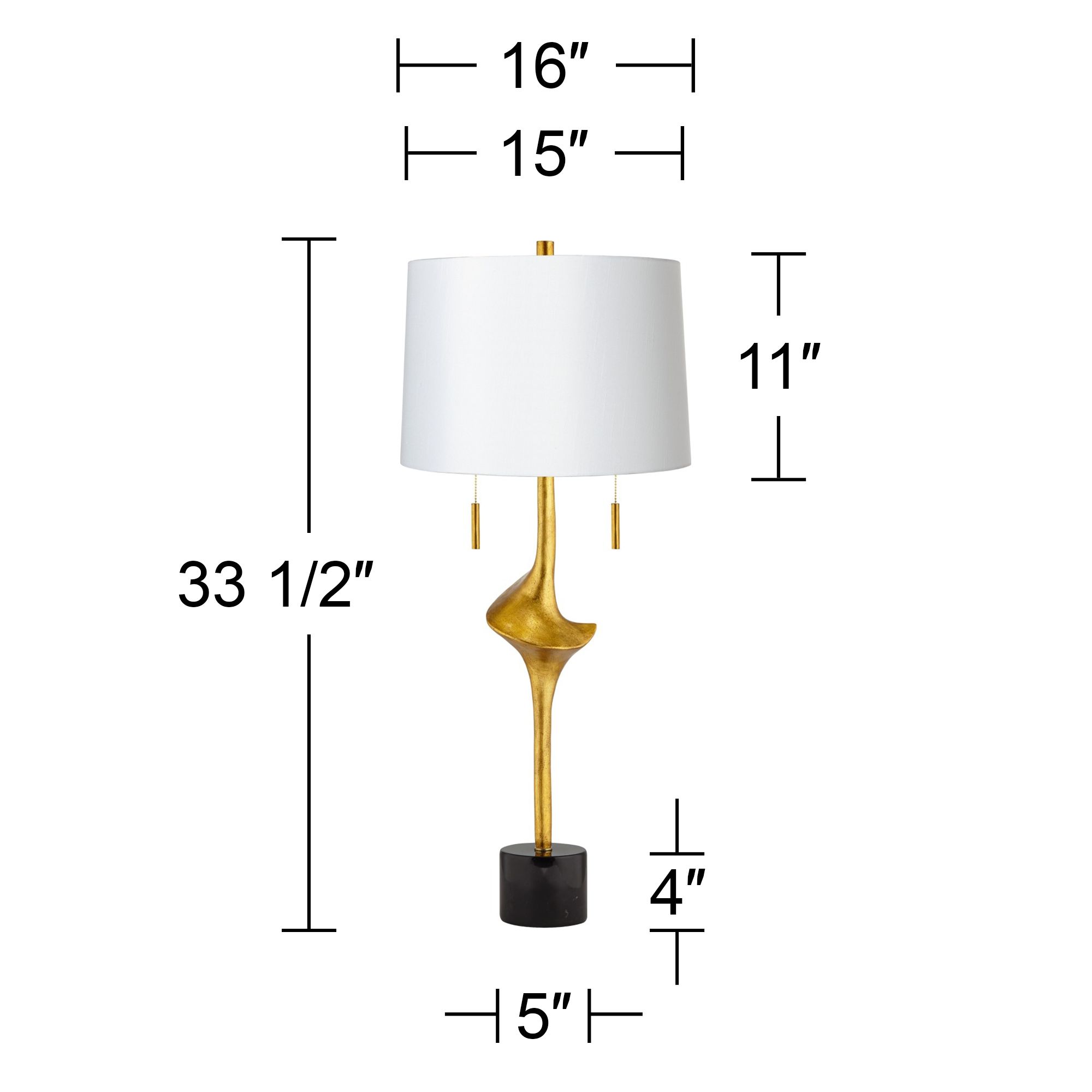 Possini Euro Athena 35 1/2" White Shade Gold Leaf Modern Table Lamp