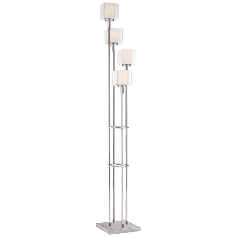 Image 2 Possini Euro Athena 72 inch Brushed Nickel 4-Light Tree Floor Lamp