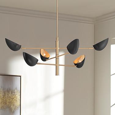 Possini Euro Atherton 42 1/2" Gold and Black 6-Light Sputnik Pendant