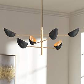 Image2 of Possini Euro Atherton 42 1/2" Gold and Black 6-Light Sputnik Pendant