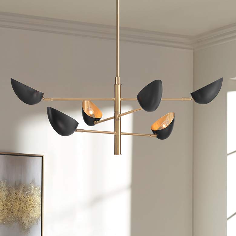 Image 2 Possini Euro Atherton 42 1/2"W Warm Gold Black 6-Light Sputnik Pendant