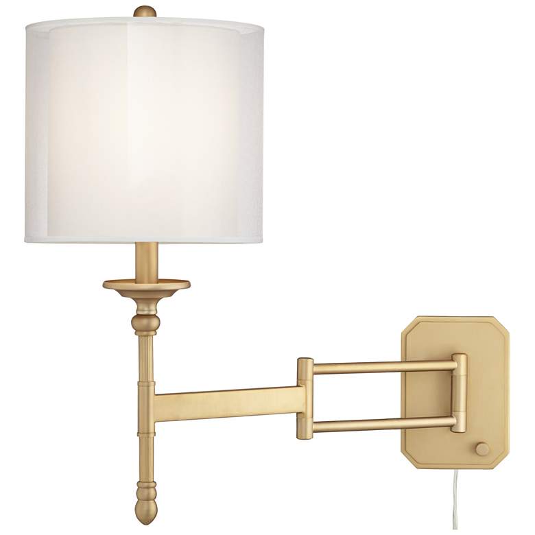 Image 5 Possini Euro Atka Antique Brass Plug-In Swing Arm Wall Lamp more views