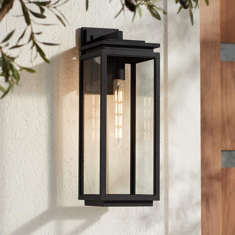 Image 1 Possini Euro Atkins 21 1/4" High Die Cast Matte Black Outdoor Light