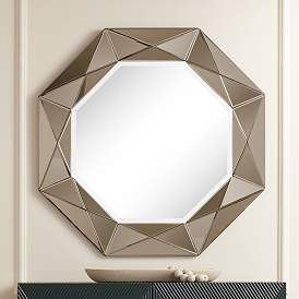 Image2 of Possini Euro Aubrey 33" x 33" Champagne Beveled Wall Mirror