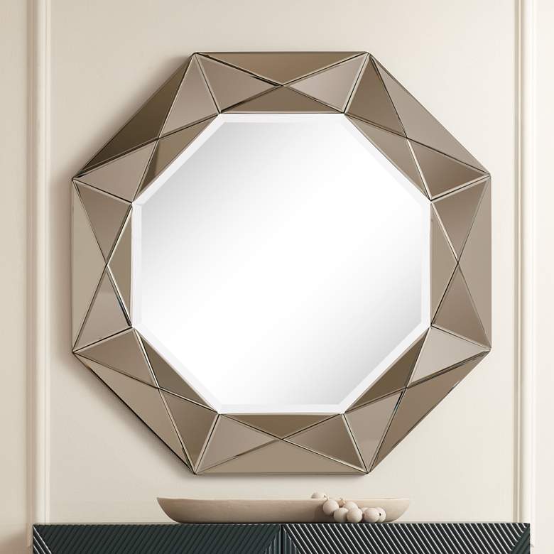 Image 2 Possini Euro Aubrey 33" x 33" Champagne Beveled Wall Mirror