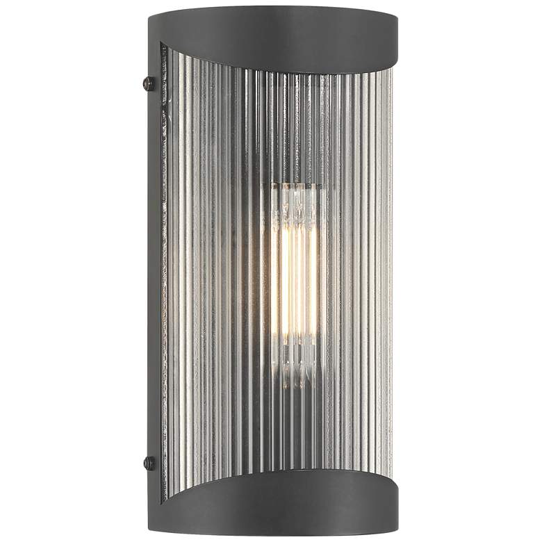 Image 1 Possini Euro August 11" High Textured Black Outdoor Wall Light