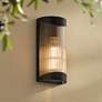 2_Possini Euro August 11" High Textured Black Outdoor Wall Light