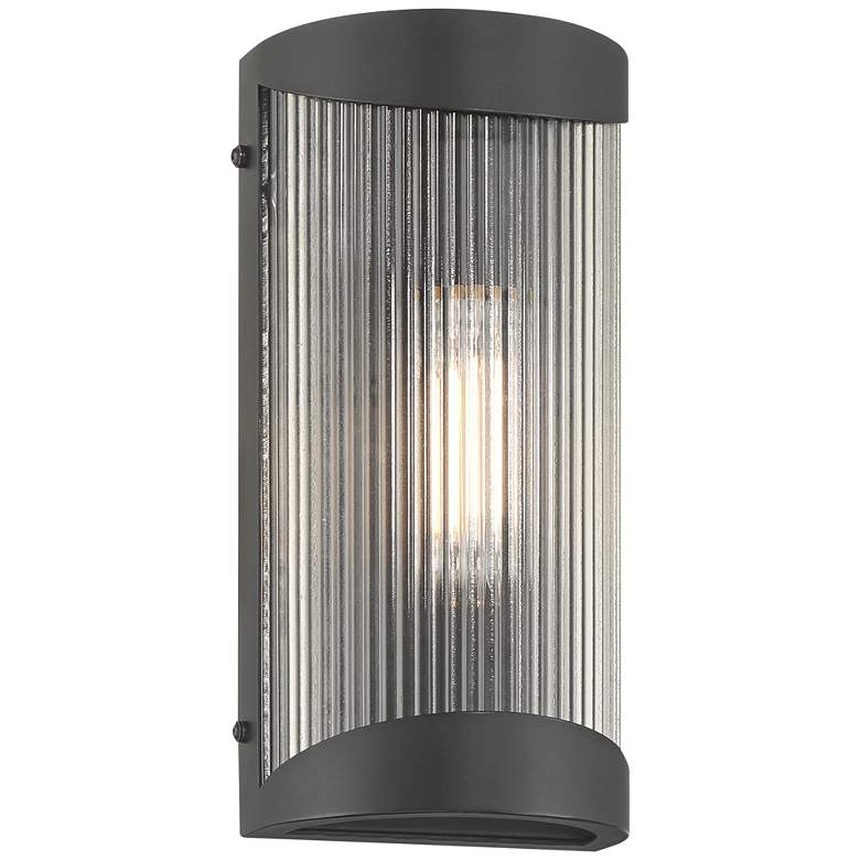 Image 5 Possini Euro August 11" High Textured Black Outdoor Wall Light more views