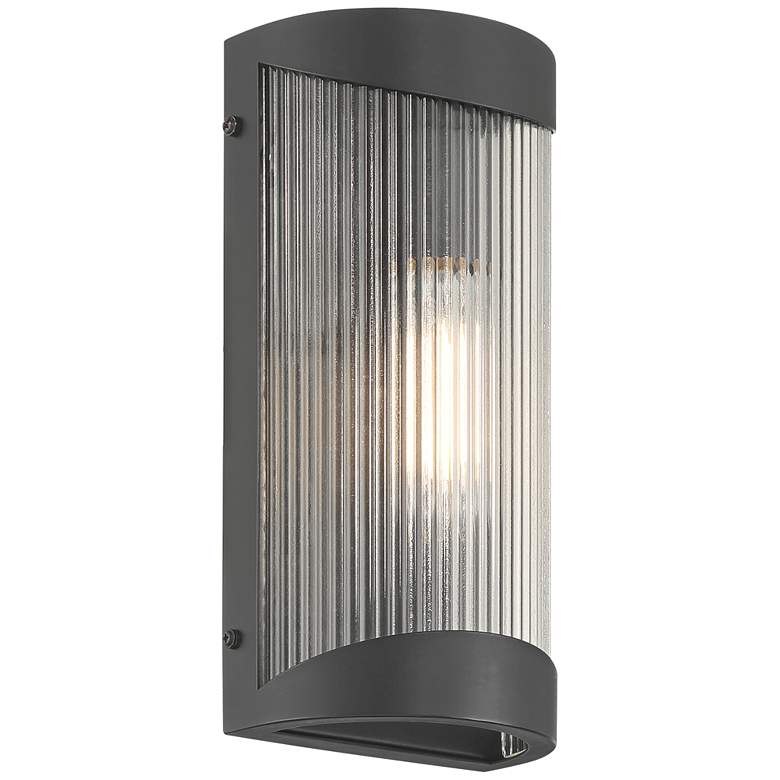 Image 6 Possini Euro August 11" High Textured Black Outdoor Wall Light more views