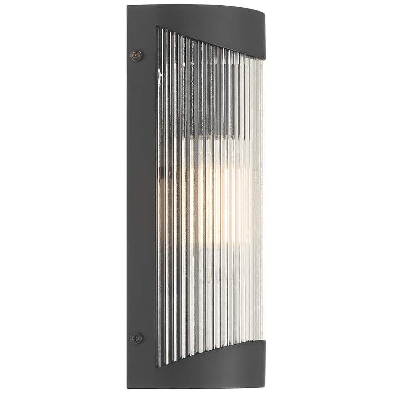 Image 7 Possini Euro August 11" High Textured Black Outdoor Wall Light more views