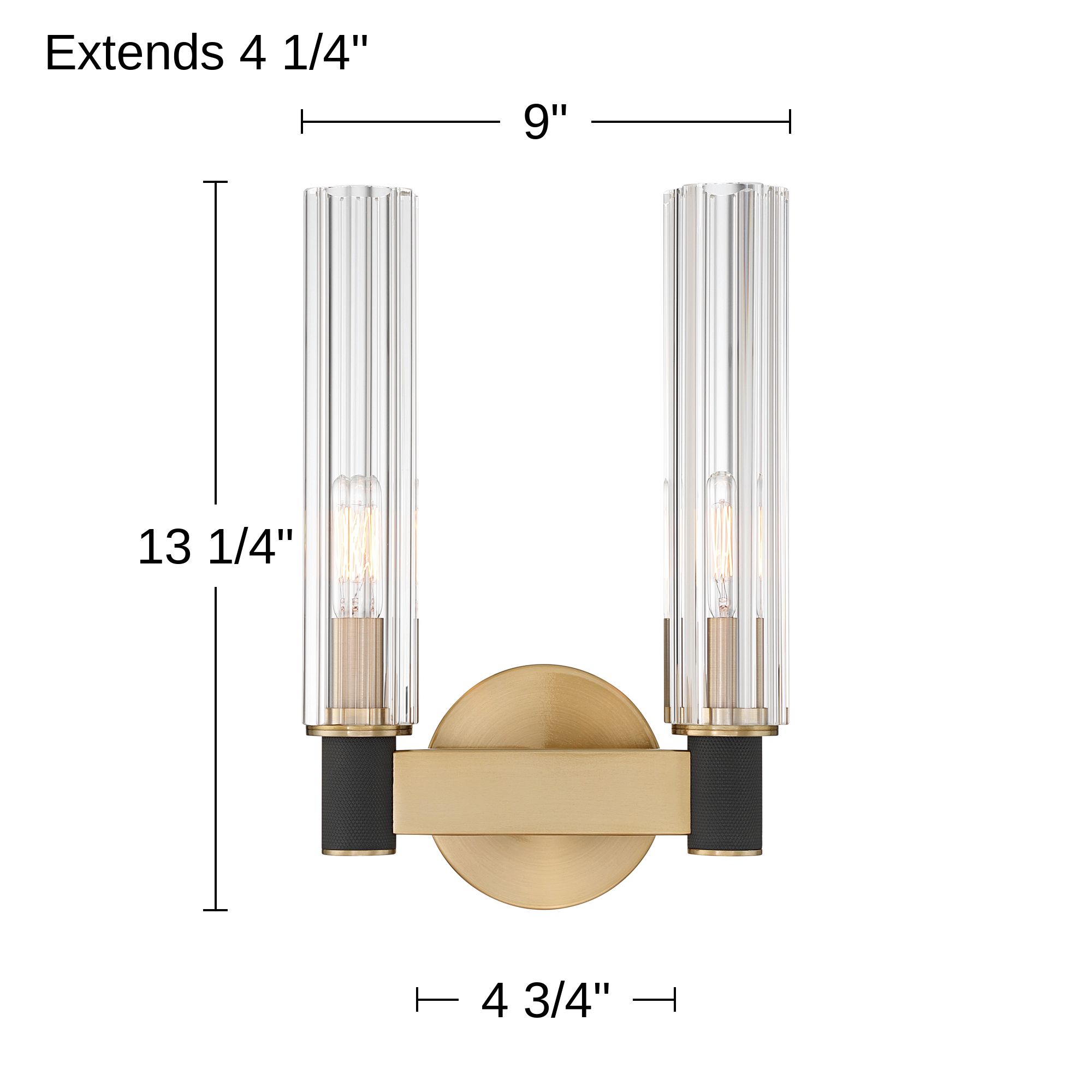 Possini Euro Augustine 13 1/4" High Warm Brass 2-Light Wall Sconce