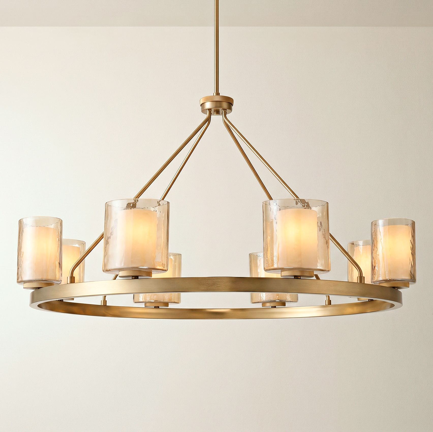 Thumbnail1 of Possini Euro Augustus 38"W Brass Champagne Glass 8-Light Chandelier