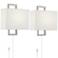 Possini Euro Aundria Brushed Nickel Modern Plug-In Wall Lamps Set of 2